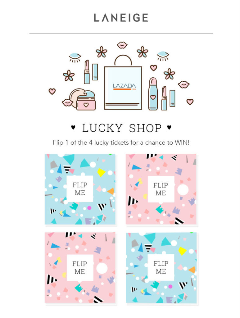 Screen grab of the Facebook App for Laneige Lucky Shop - App Development