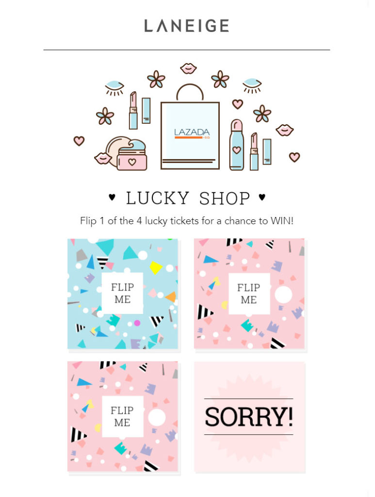 Screen grab of the Facebook App for Laneige Lucky Shop - App Development