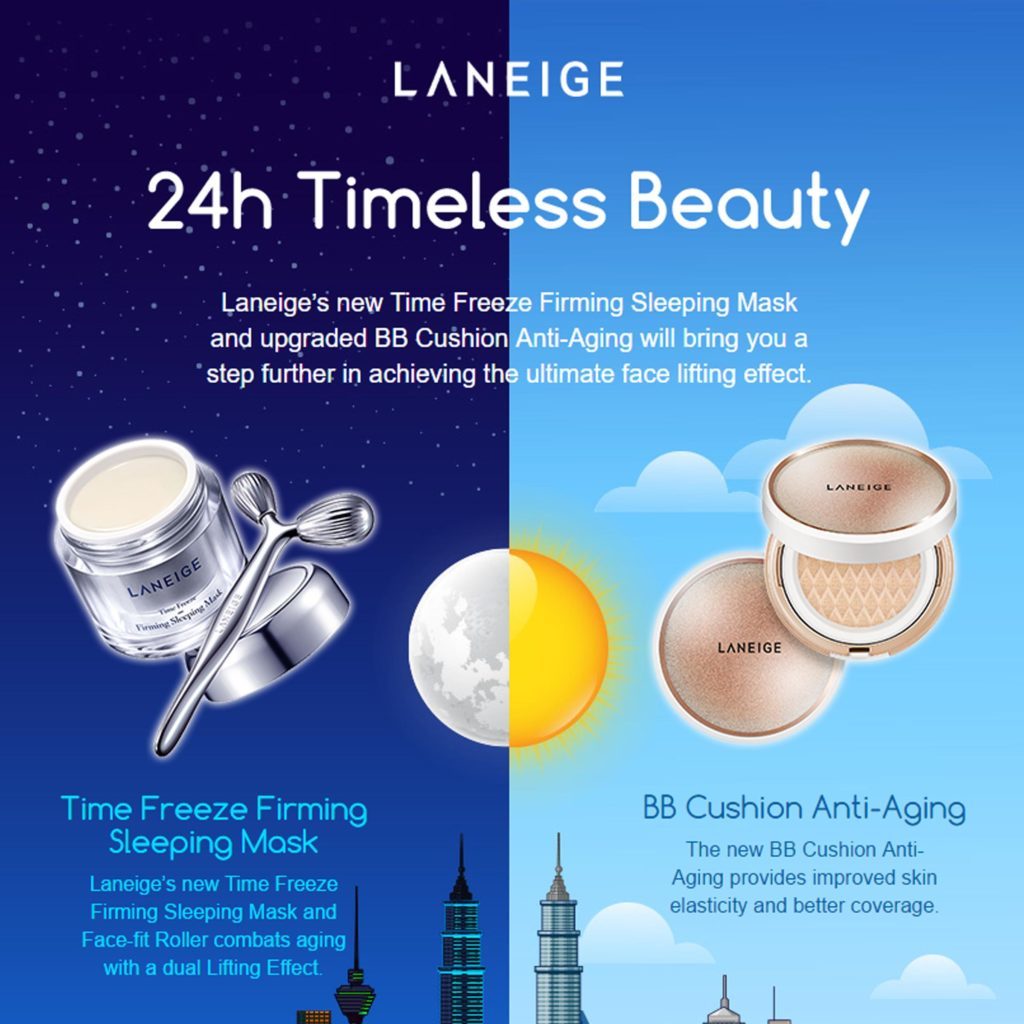 Screen grab of the Facebook App for Laneige 24H Timeless Beauty - App Development