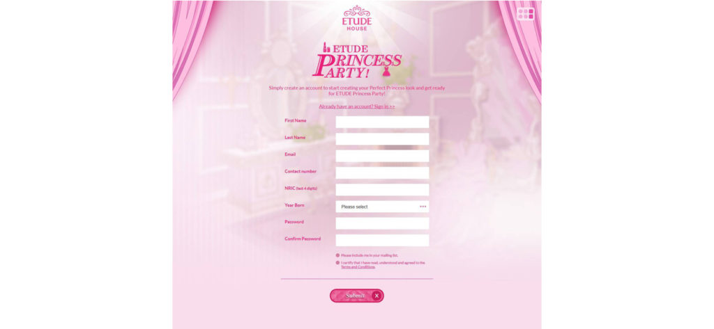 Screen grab of the Etude House Microsite  - Web Design & Development