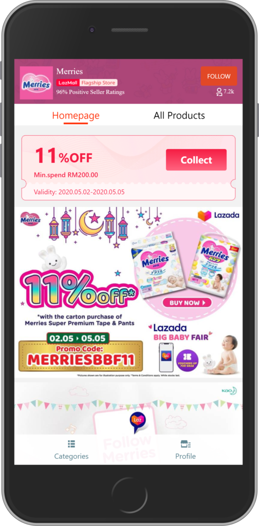 Merries Malaysia LazMall Store Homepage