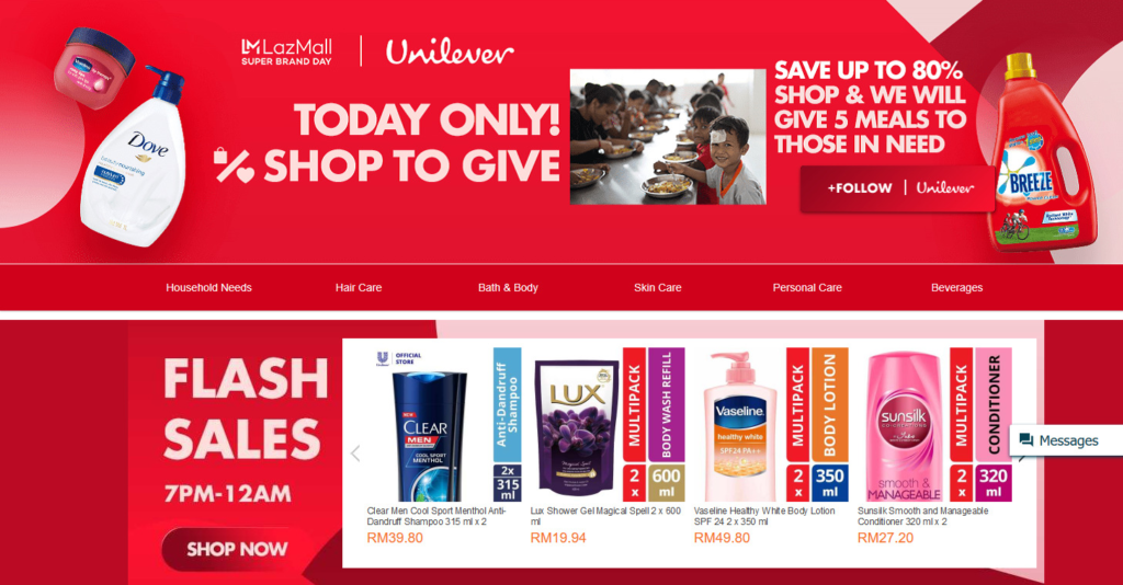 Screengrab of the Unilever x Lazada Super Brand Day